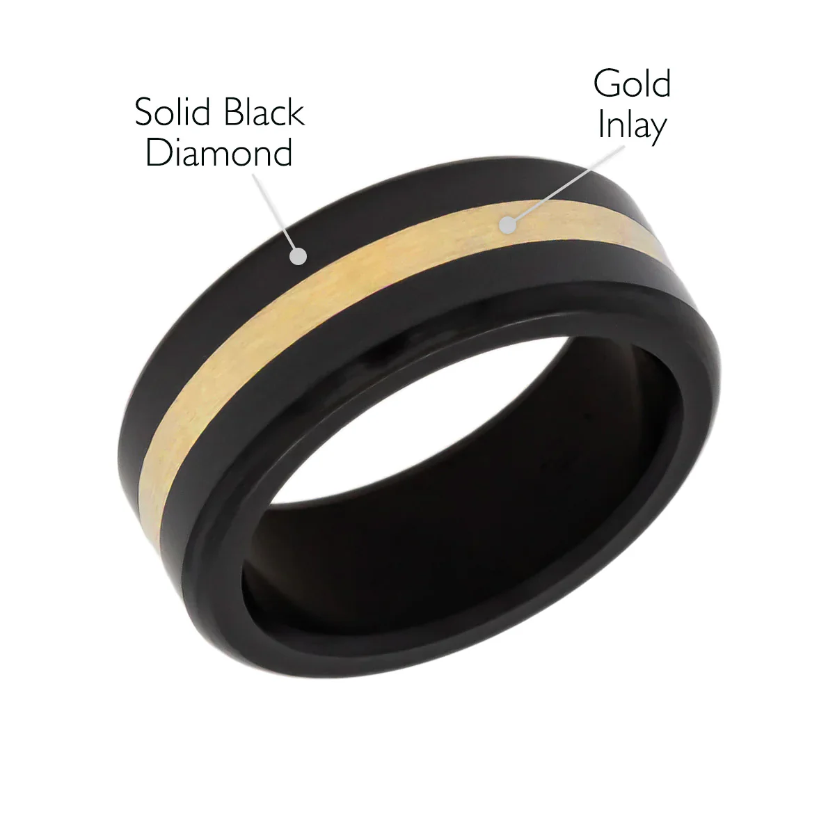 Elysium Black Diamond Ares 24K Yellow Gold Inlay Ring - Image 2