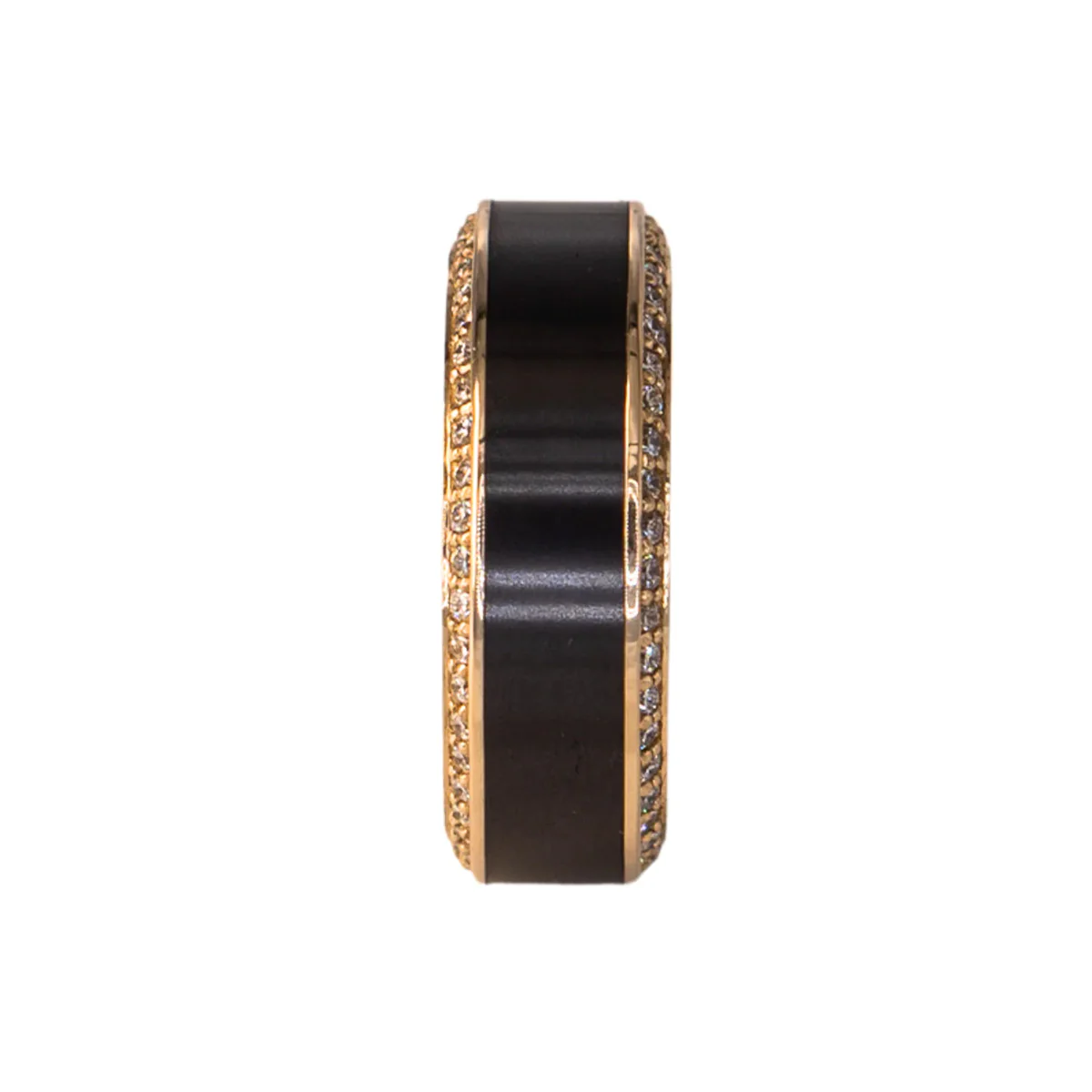 Elysium Black Diamond Helios Yellow Gold Band With Black Diamond Inlay And Diamond Insets - Image 4