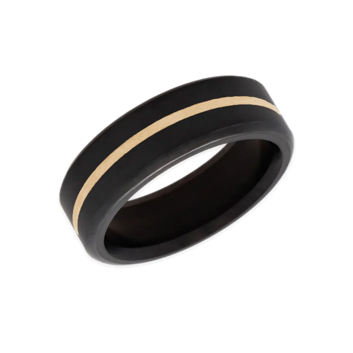 Elysium Black Diamond NYX 24K Yellow Gold Inlay Ring