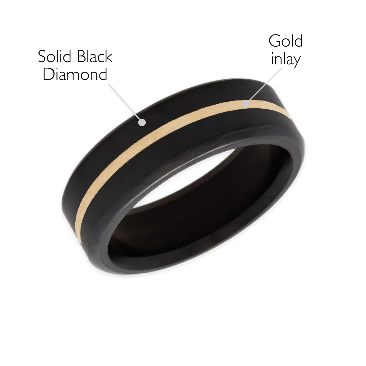 Elysium Black Diamond NYX 24K Yellow Gold Inlay Ring - Image 2