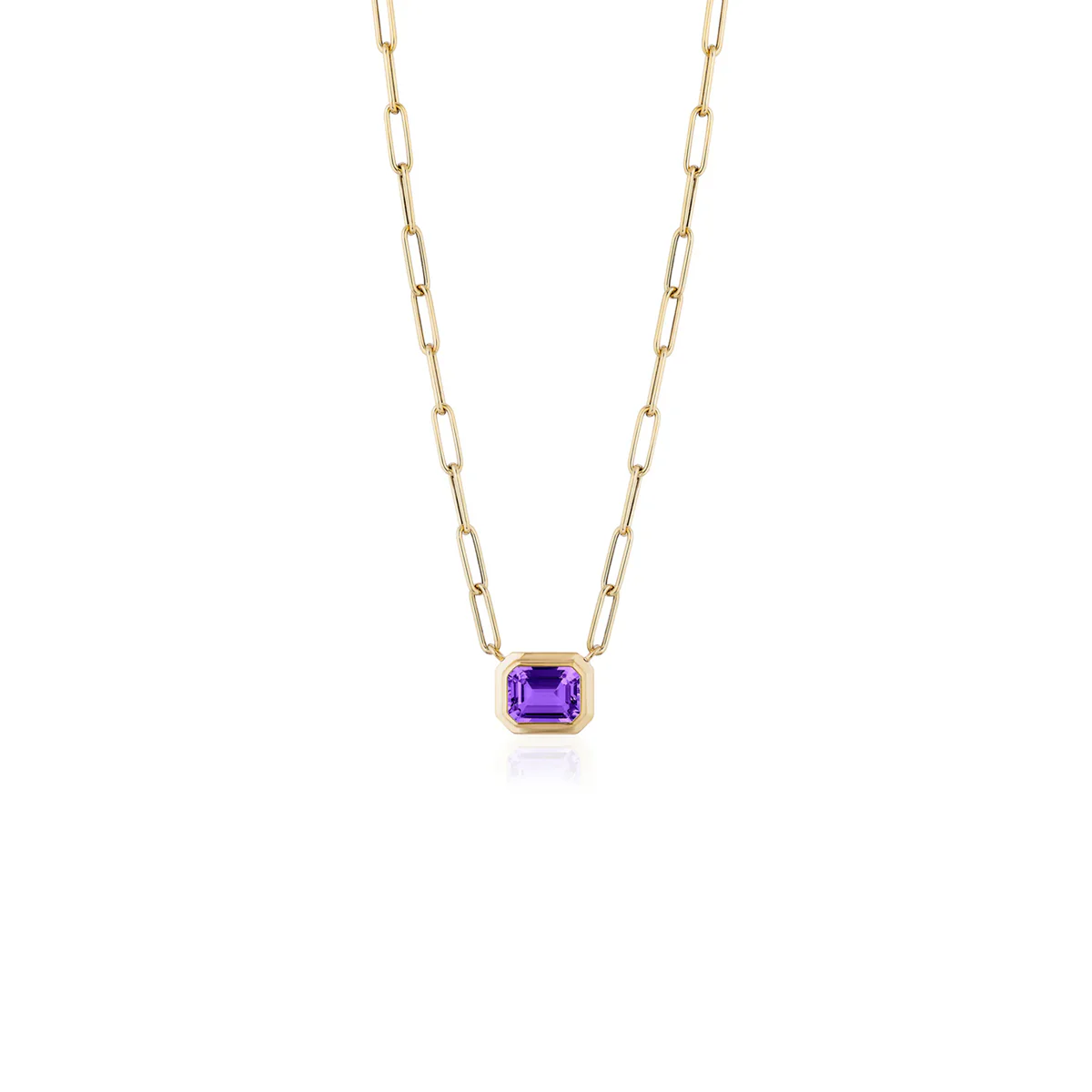Goshwara Manhattan Amethyst Emerald Cut Bezel Set Pendant Necklace - Image 2