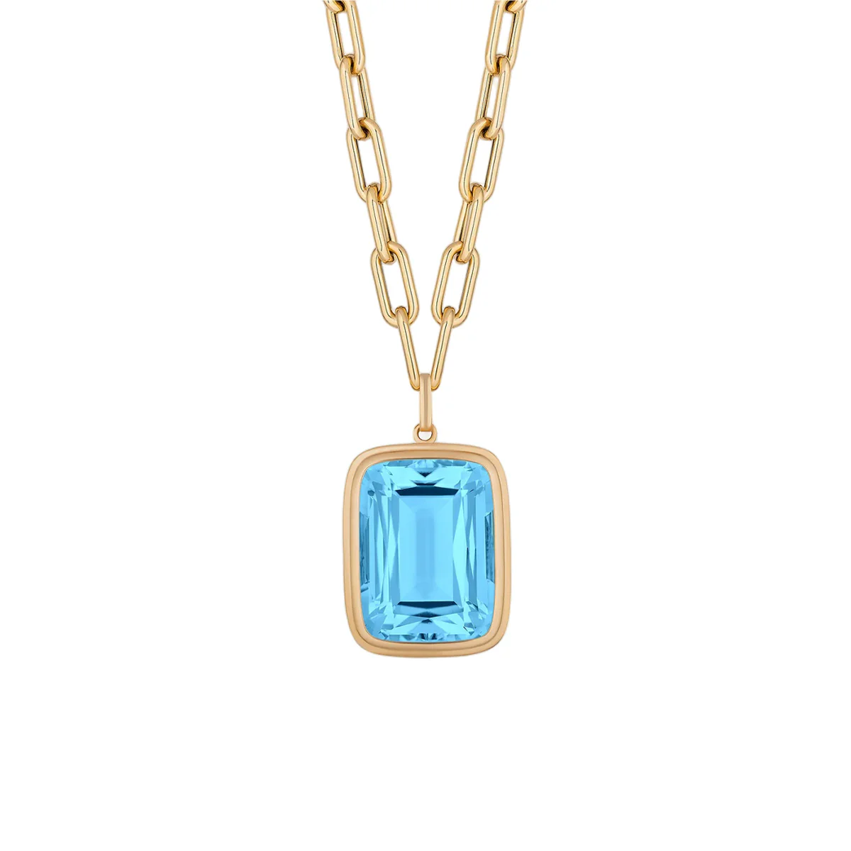 Goshwara Manhattan Blue Topaz Bezel Set Pendant Necklace