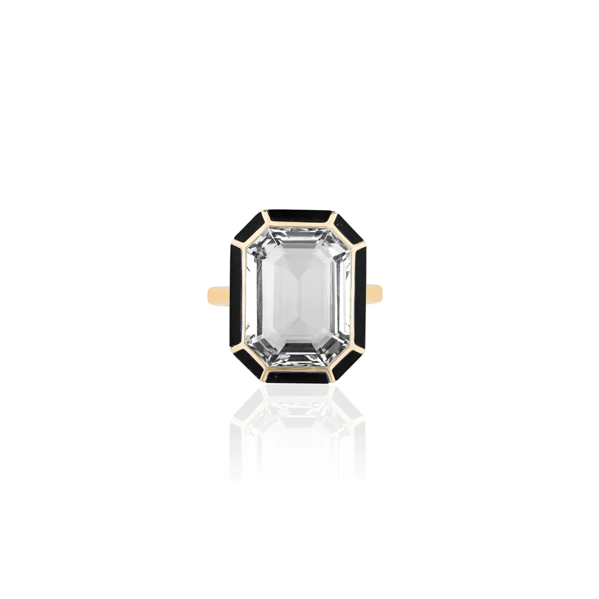 Goshwara Mélange Emerald Cut Ring With Inlay - Image 3