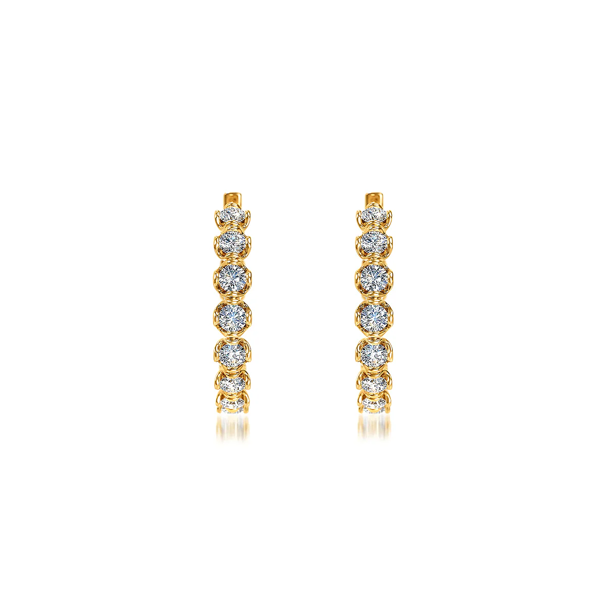 J'evar Lotus Petals Diamond Hoop Earrings - Image 2