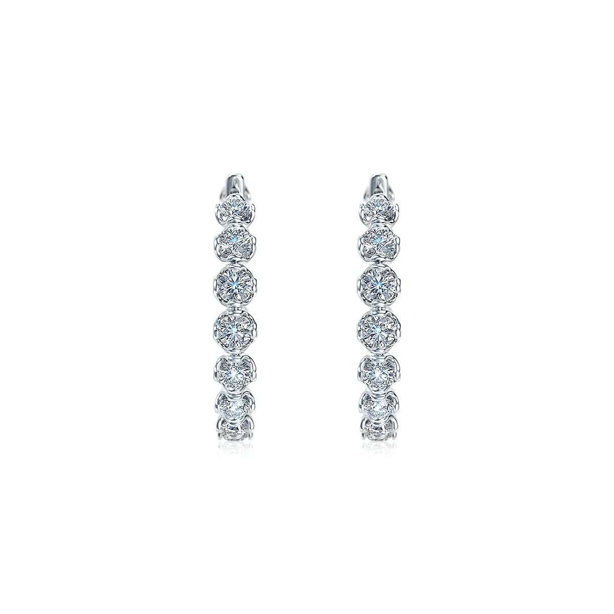J'evar Lotus Petals Diamond Hoop Earrings - Image 2