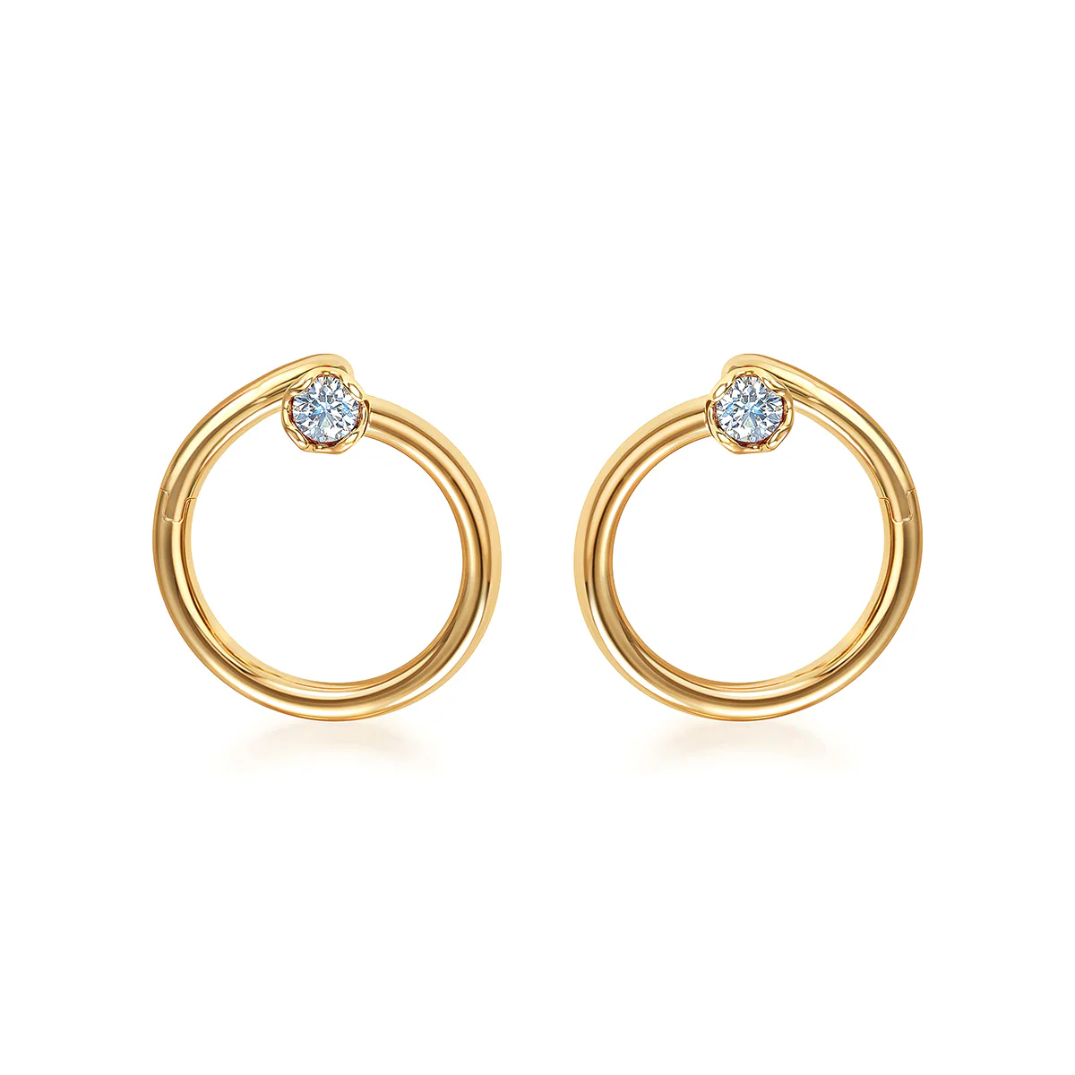 J'evar Lotus Petals Enso Diamond Earrings