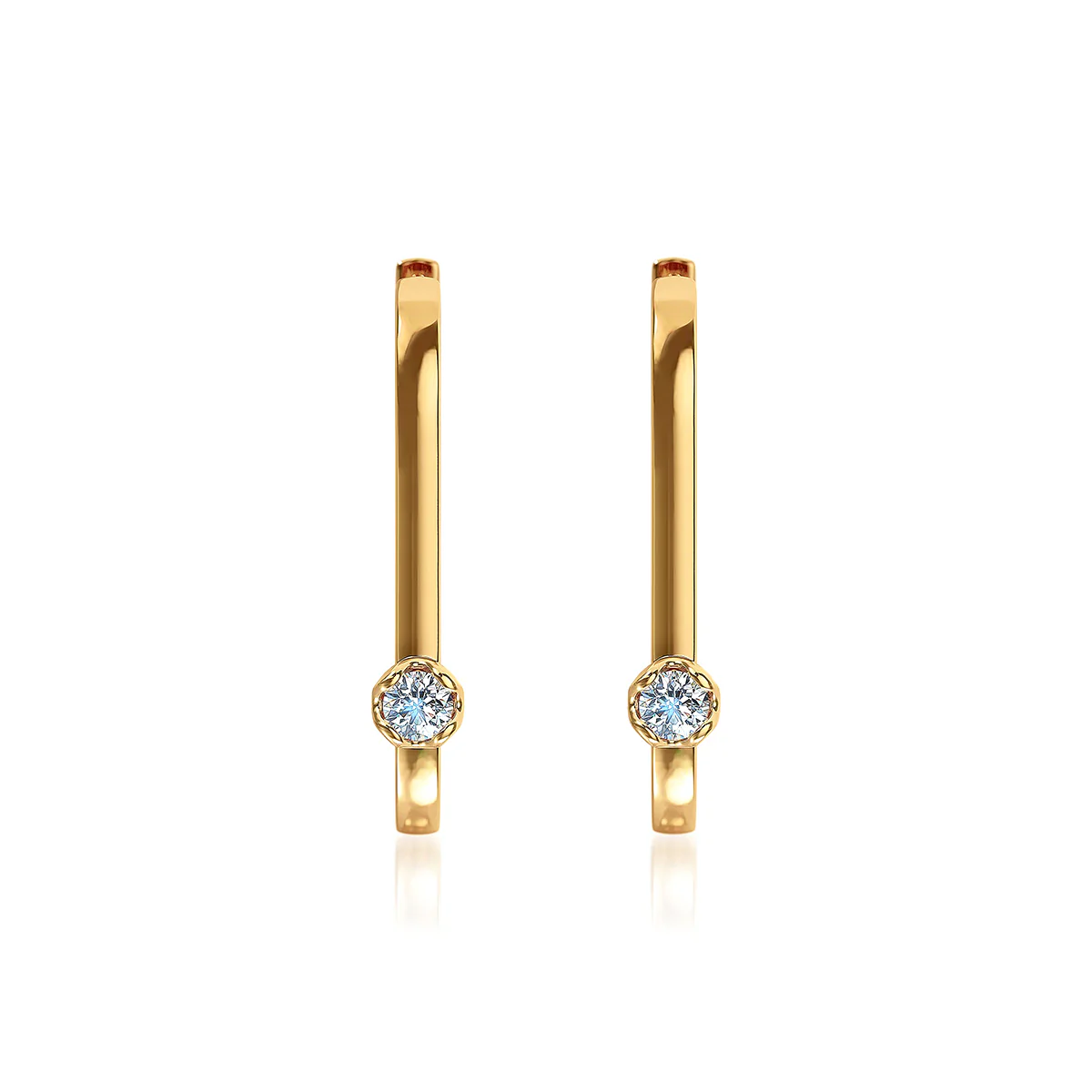 J'evar Lotus Petals U-Shaped Hoop Diamond Earrings - Image 2