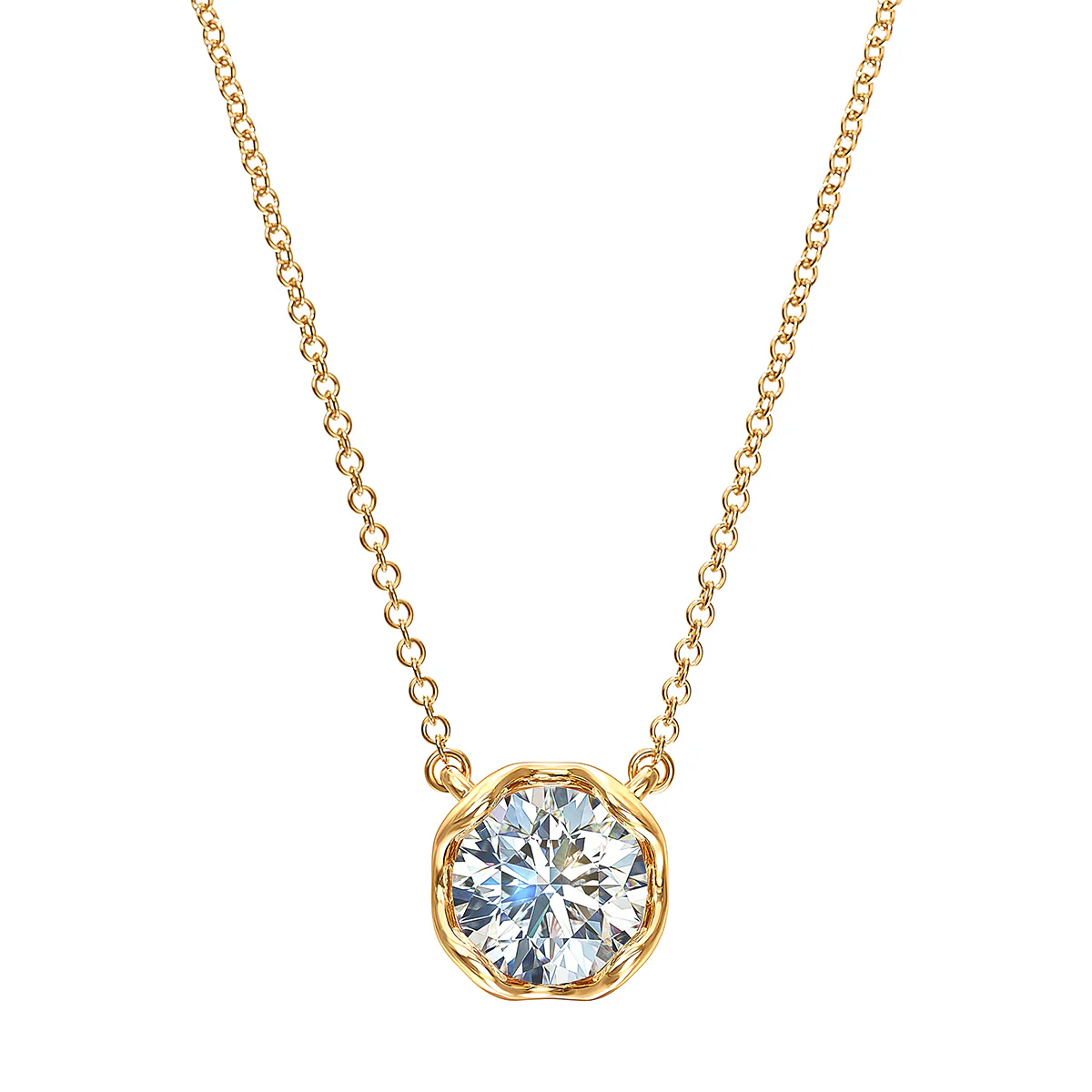 J'evar Lotus Petals Solitaire Diamond Pendant Necklace