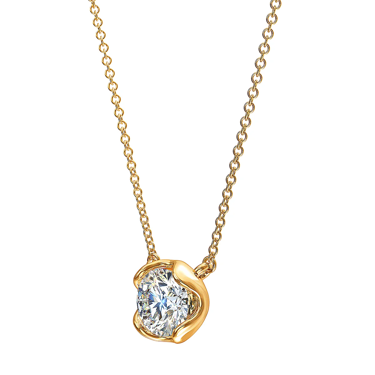 J'evar Lotus Petals Solitaire Diamond Pendant Necklace - Image 2
