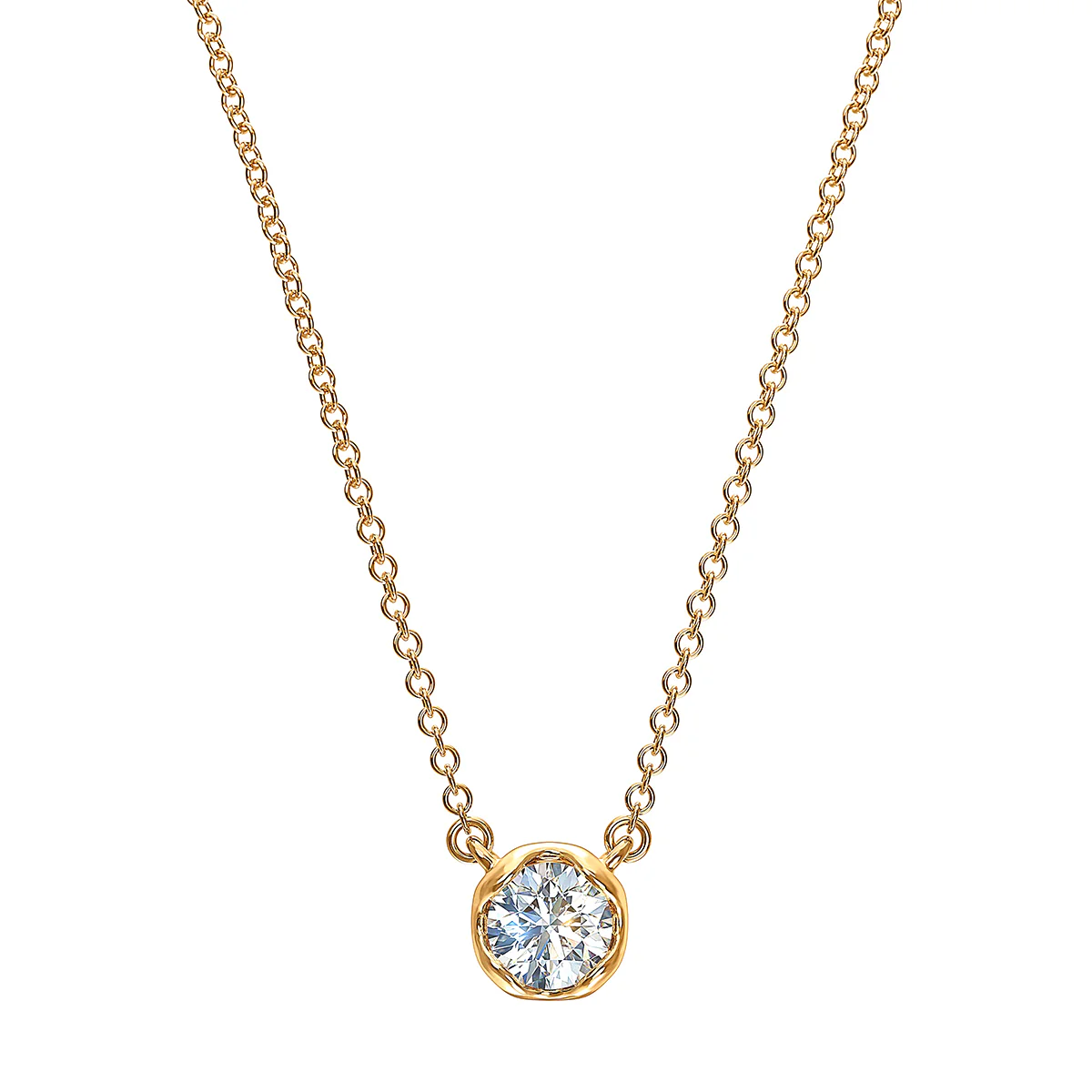 J'evar Lotus Petals Solitaire Diamond Pendant Necklace