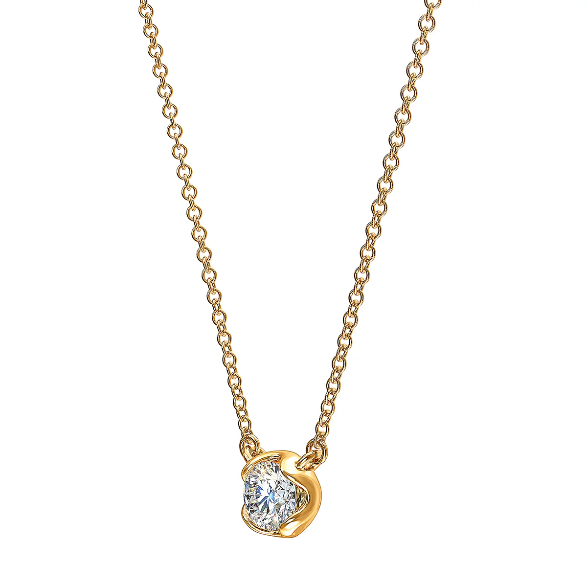 J'evar Lotus Petals Solitaire Diamond Pendant Necklace - Image 2