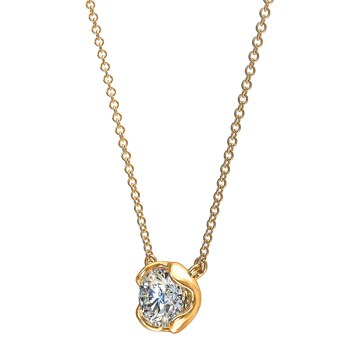 J'evar Lotus Petals Solitaire Diamond Pendant Necklace - Image 2