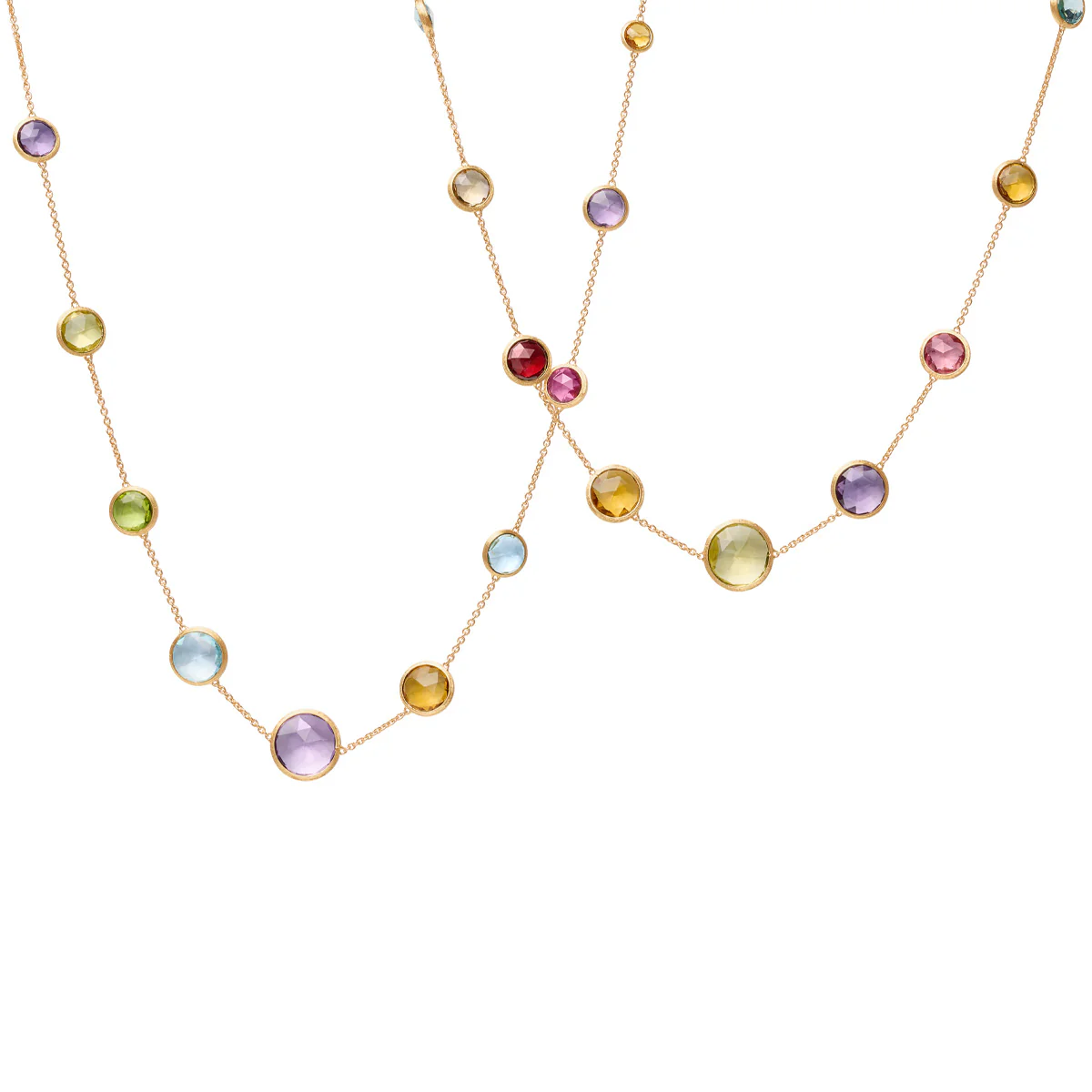 Marco Bicego Jaipur Color Long Sautoir Necklace With Colored Gemstones