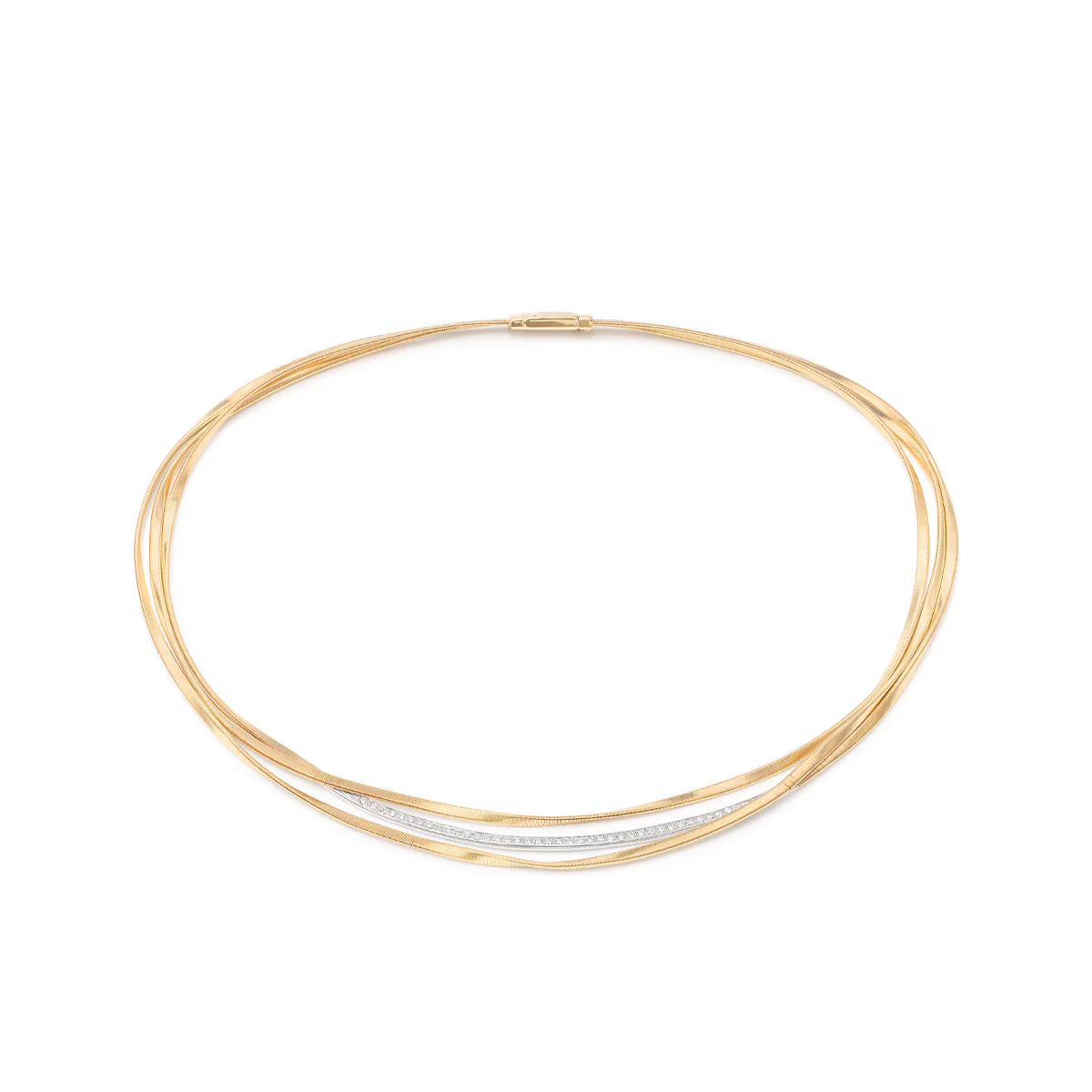 Marco Bicego Marrakech Three-Strand Coil Necklace With Diamond Bar - Image 2