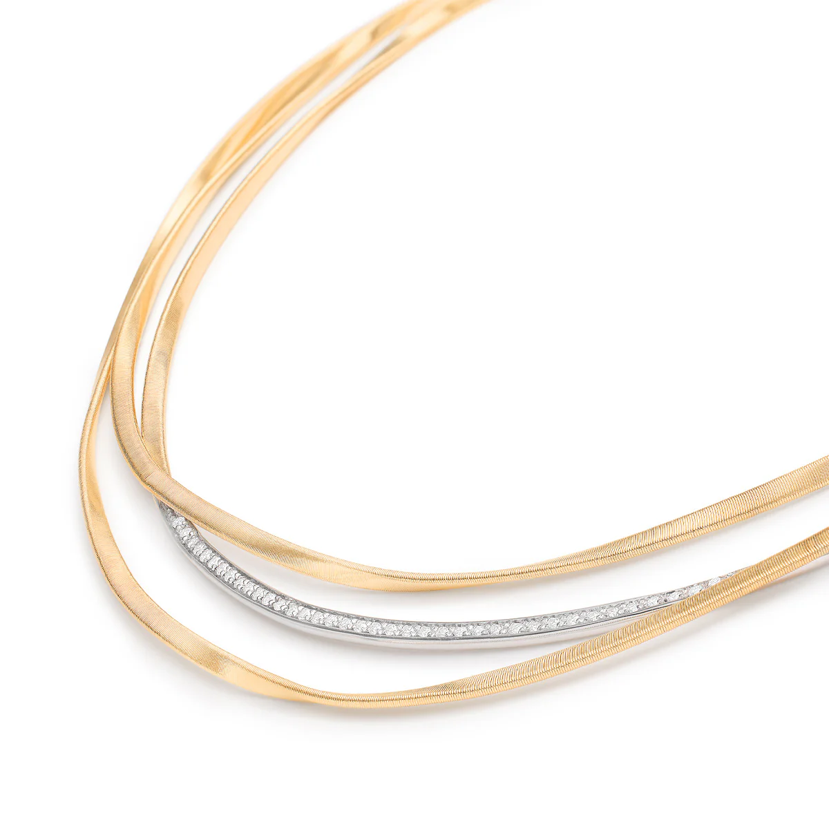 Marco Bicego Marrakech Three-Strand Coil Necklace With Diamond Bar - Image 3