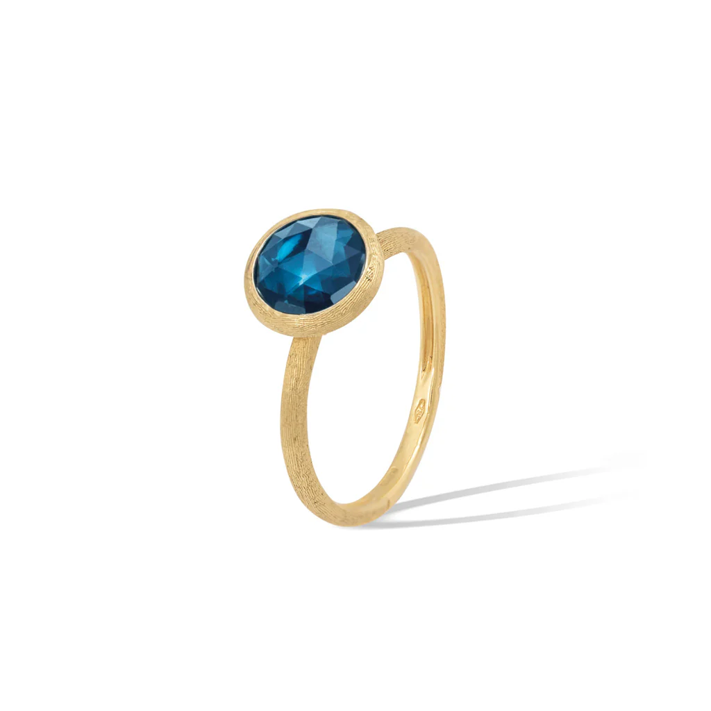 Marco Bicego Jaipur Color 18K Yellow Gold London Blue Topaz Stackable Ring AB632 TPL01 Y