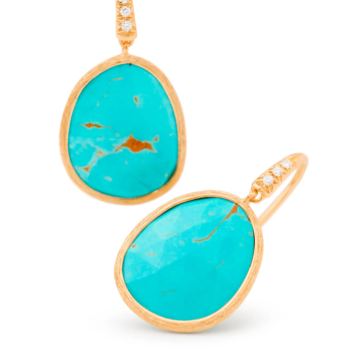 Marco Bicego Lunaria Diamond Drop Turquoise Earrings - Image 2