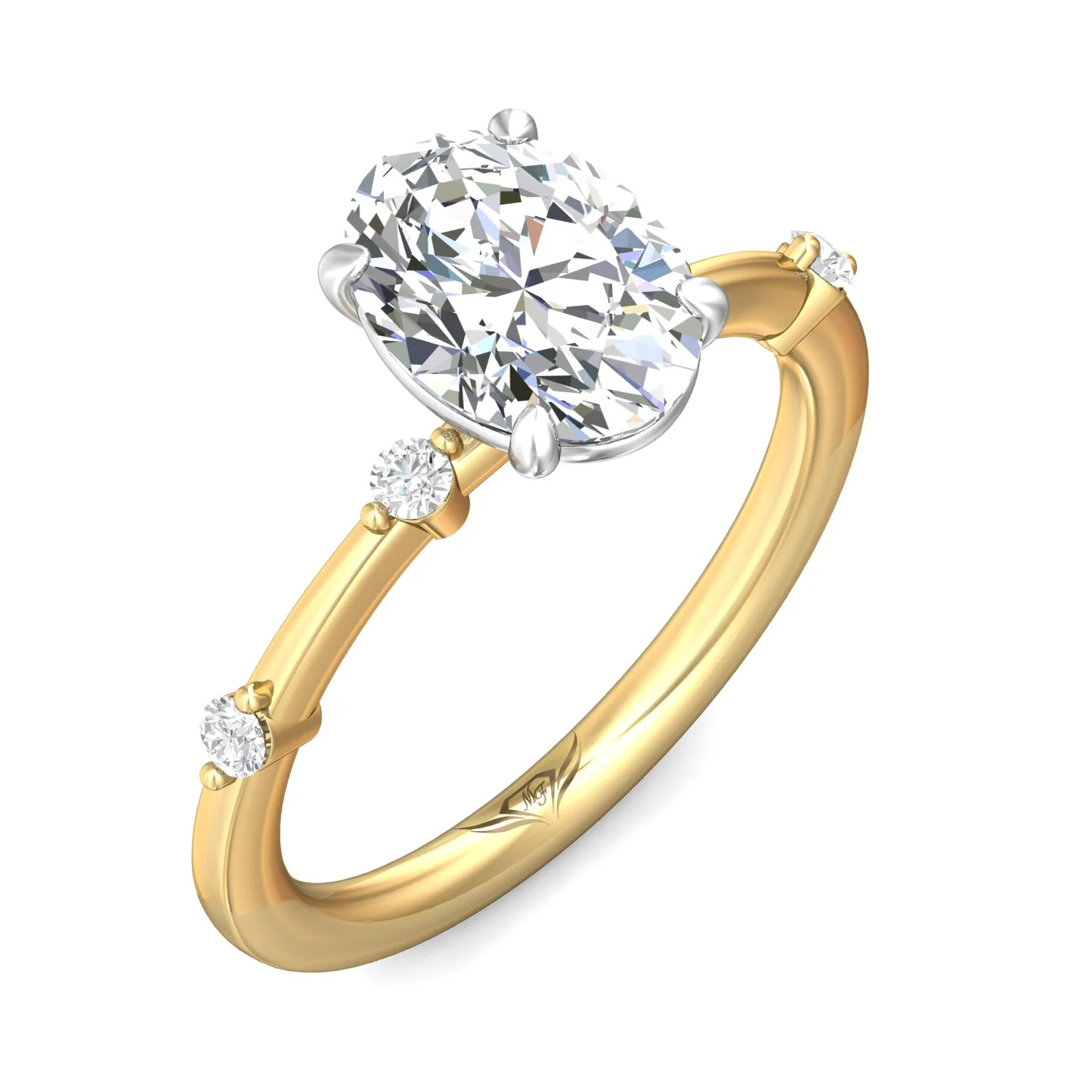 Martin Flyer Channel and Shared Prong Oval Engagement Ring DERSP10YZPL-C-9.7X7.2OV - Image 5