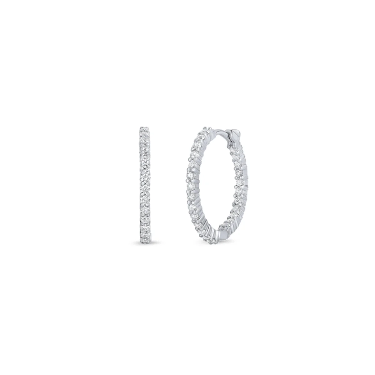 Roberto Coin Perfect Petite Inside Outside Small Diamond Hoop Earrings