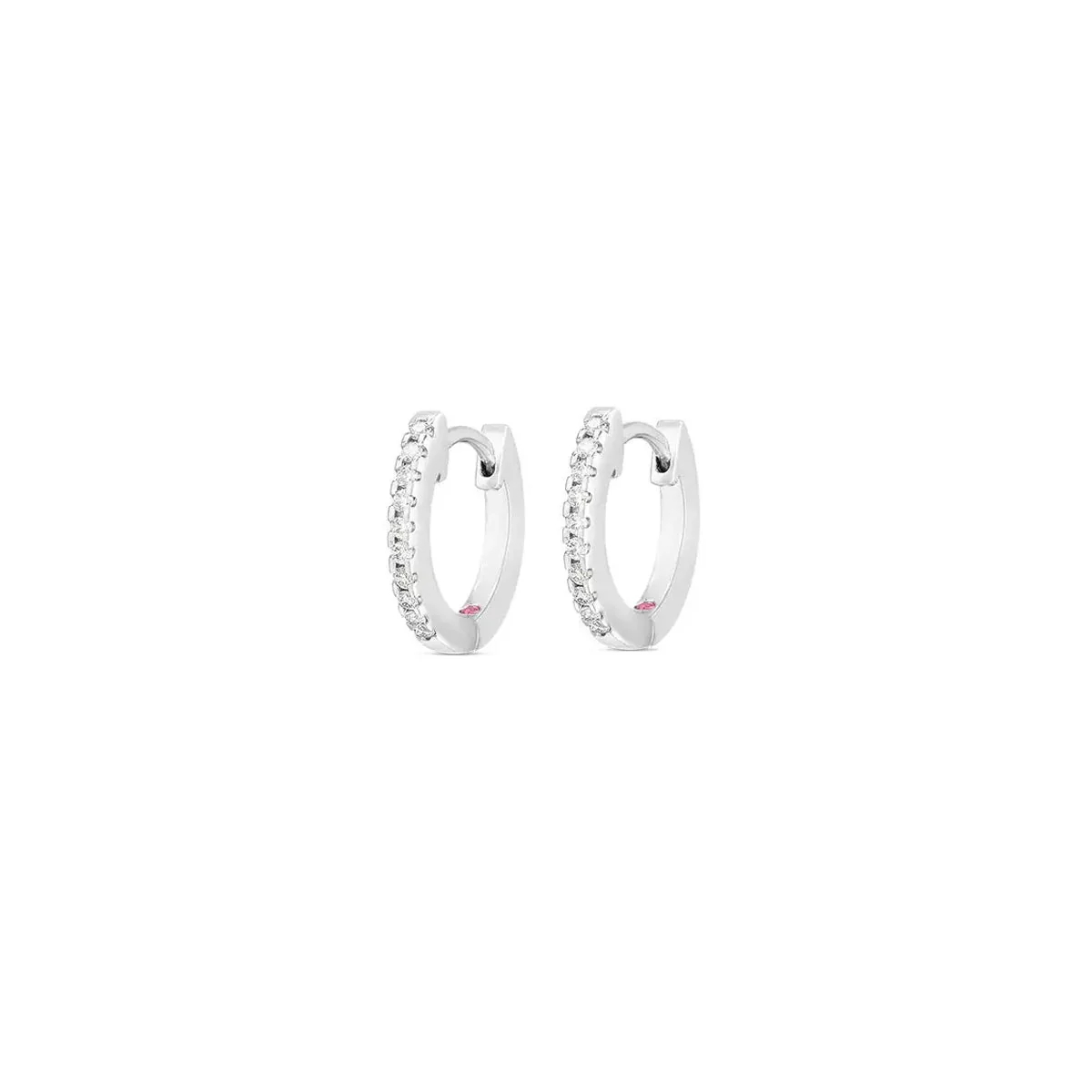 Roberto Coin Perfect Huggy Diamond Extra Small Hoop Earrings - Image 2