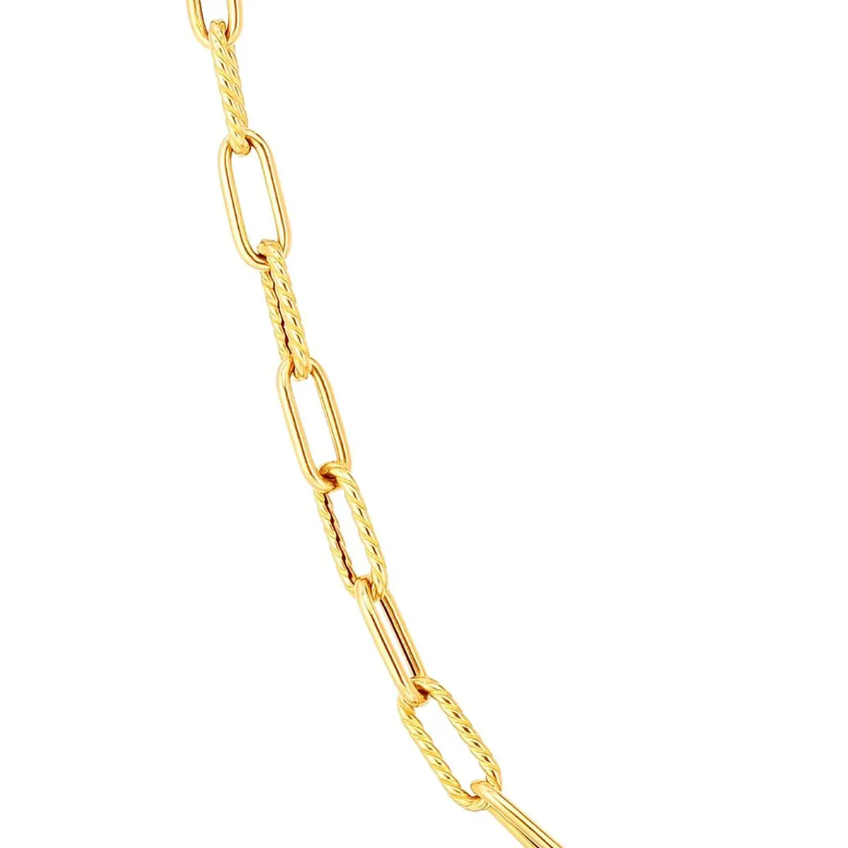 Roberto Coin Designer Gold Alternating Polished & Fluted Paperclip Link Chain Necklace - Image 2