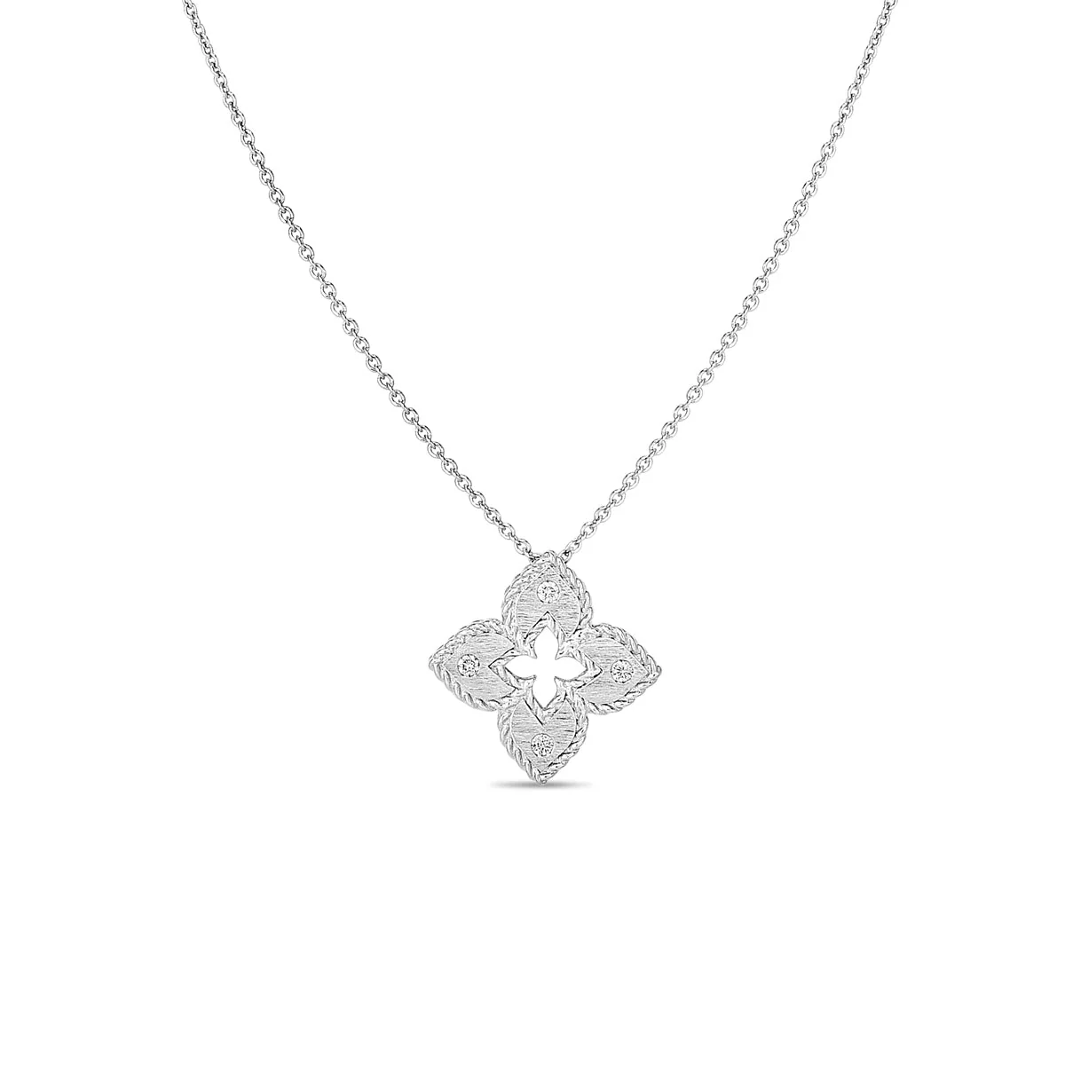 Roberto Coin Venetian Princess Extra Small Satin & Diamond Accent Flower Necklace