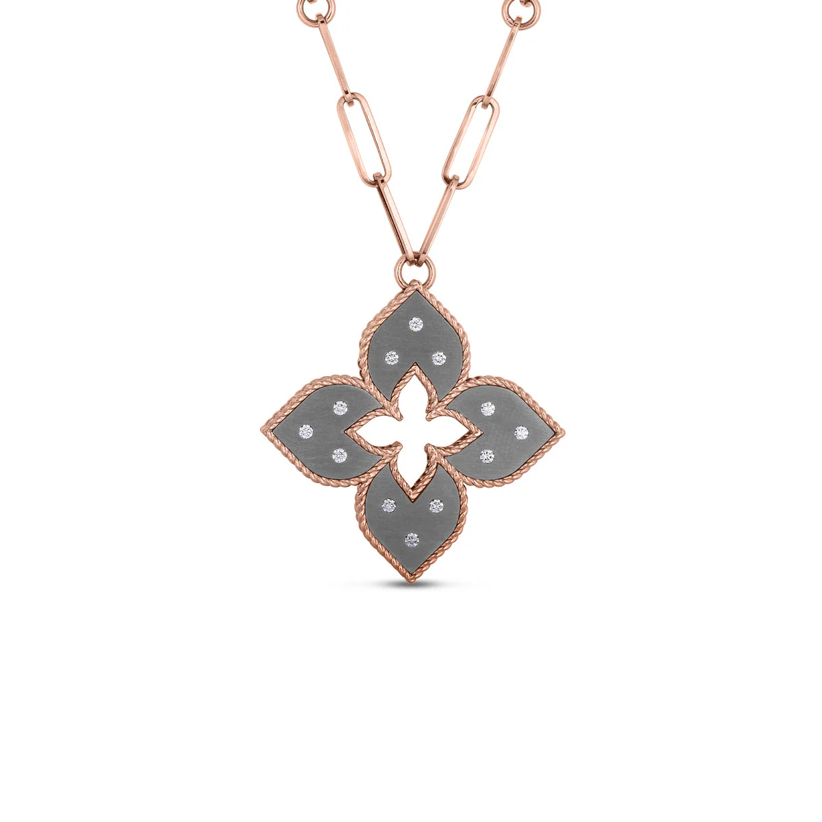 Roberto Coin Venetian Princess Diamond Grey Titanium Medium Pendant