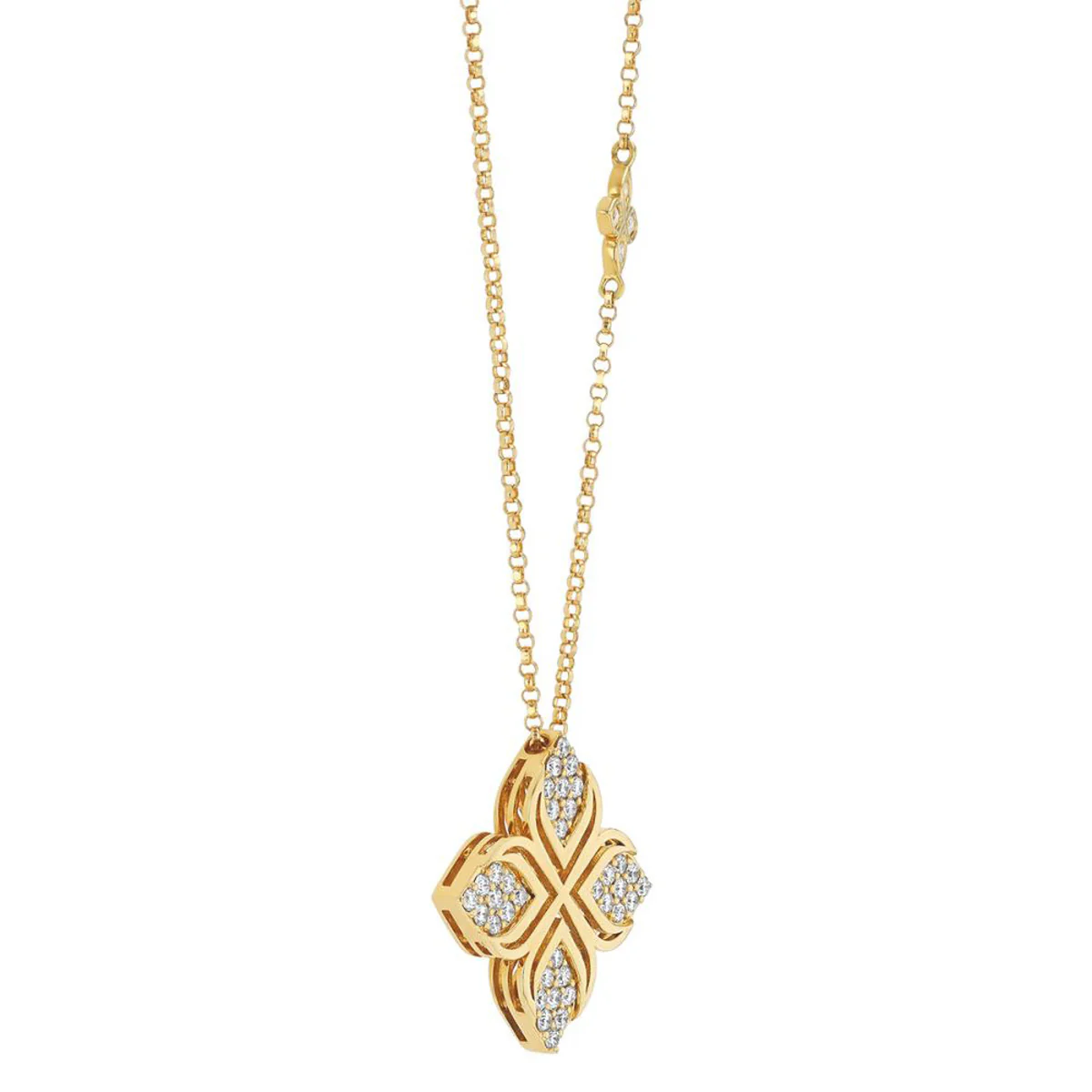Roberto Coin Arabesque Diamond Flower Pendant Necklace - Image 2