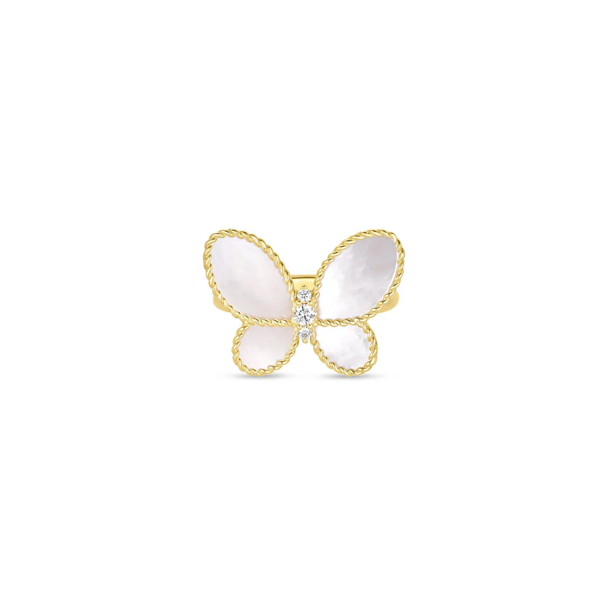 Roberto Coin Jasmine Diamond And Mother Of Pearl Butterfly Ring - Image 2