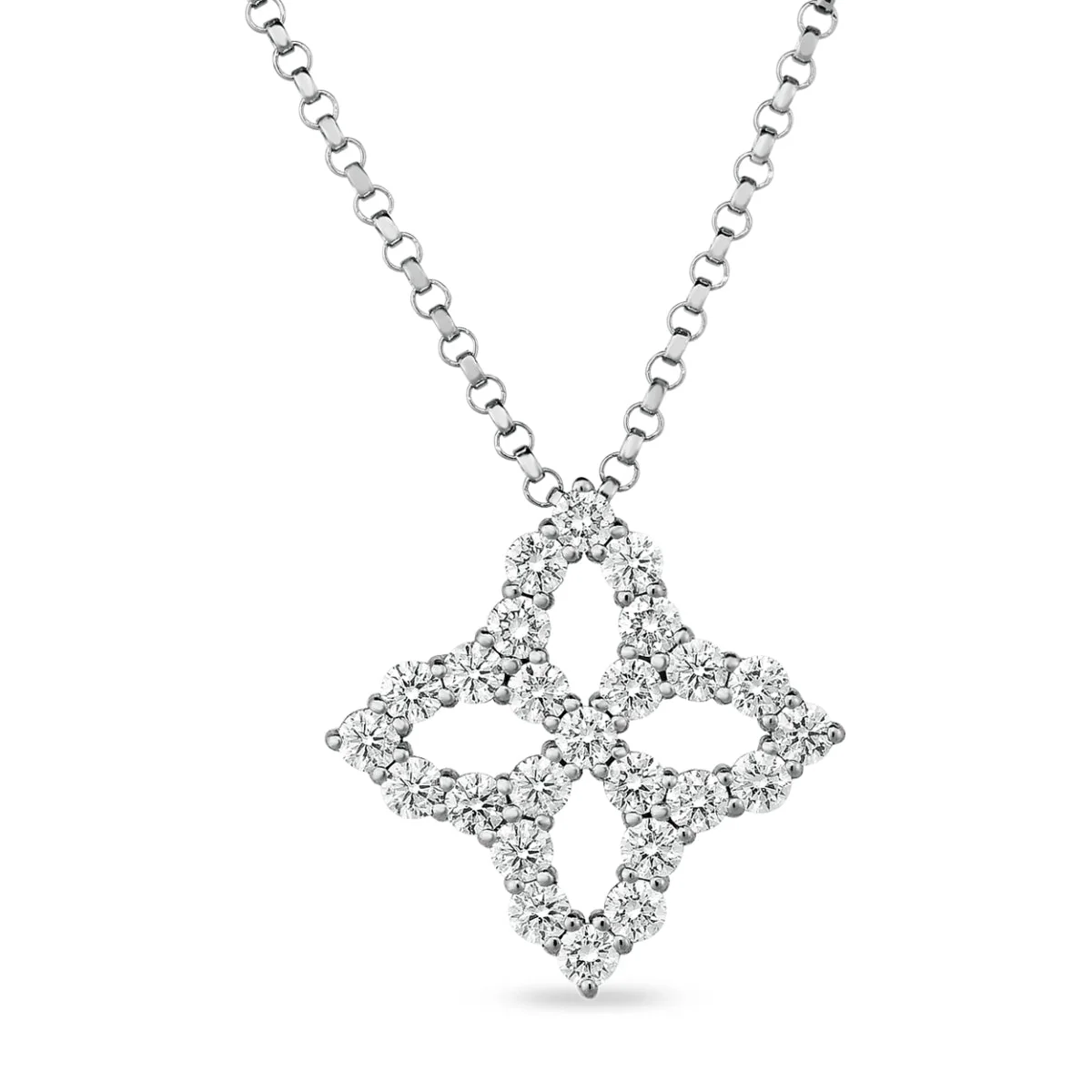 Roberto Coin Princess Flower Diamond Outline Medium Necklace
