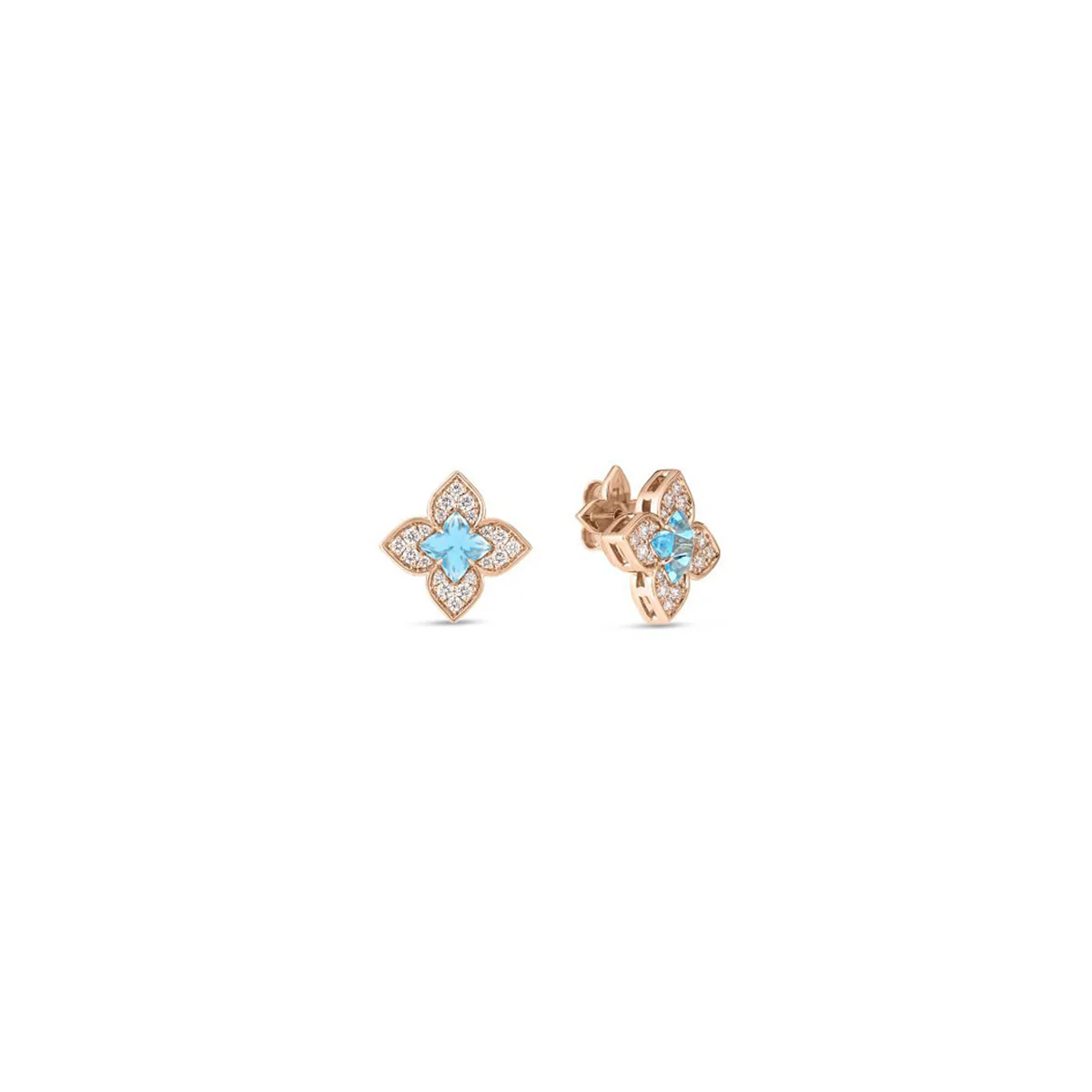 Roberto Coin Venetian Princess Carnival Diamond & Blue Topaz Flower Earrings