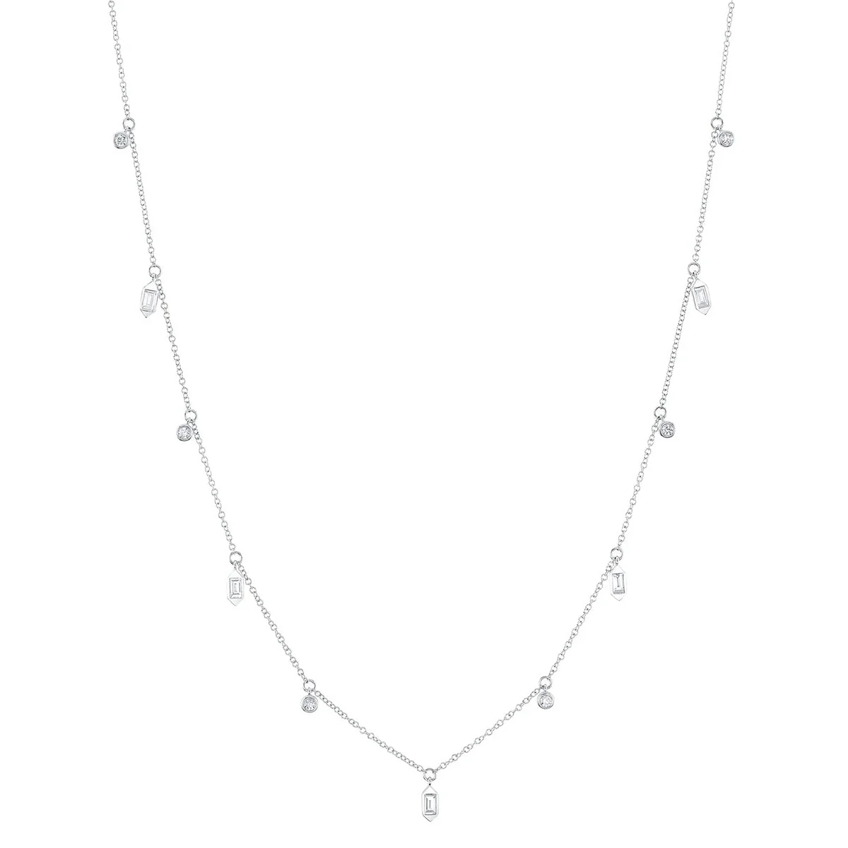 Shy Creation Bailey Diamond Baguette Bezel Necklace