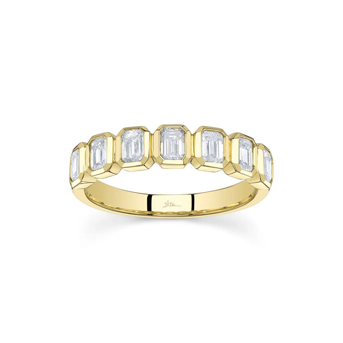 Shy Creation Bailey Diamond Emerald Bezel Band - Image 2