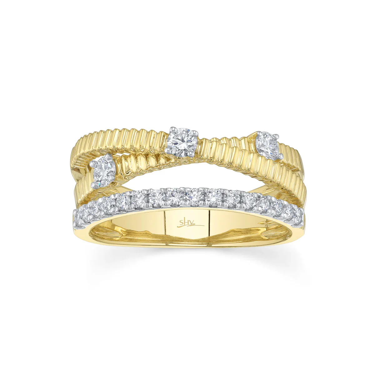 Shy Creation Kate Diamond Ribbed Bridge Ring - Image 2