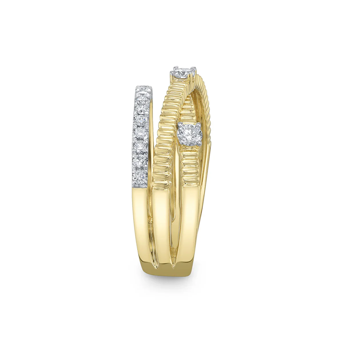 Shy Creation Kate Diamond Ribbed Bridge Ring - Image 3