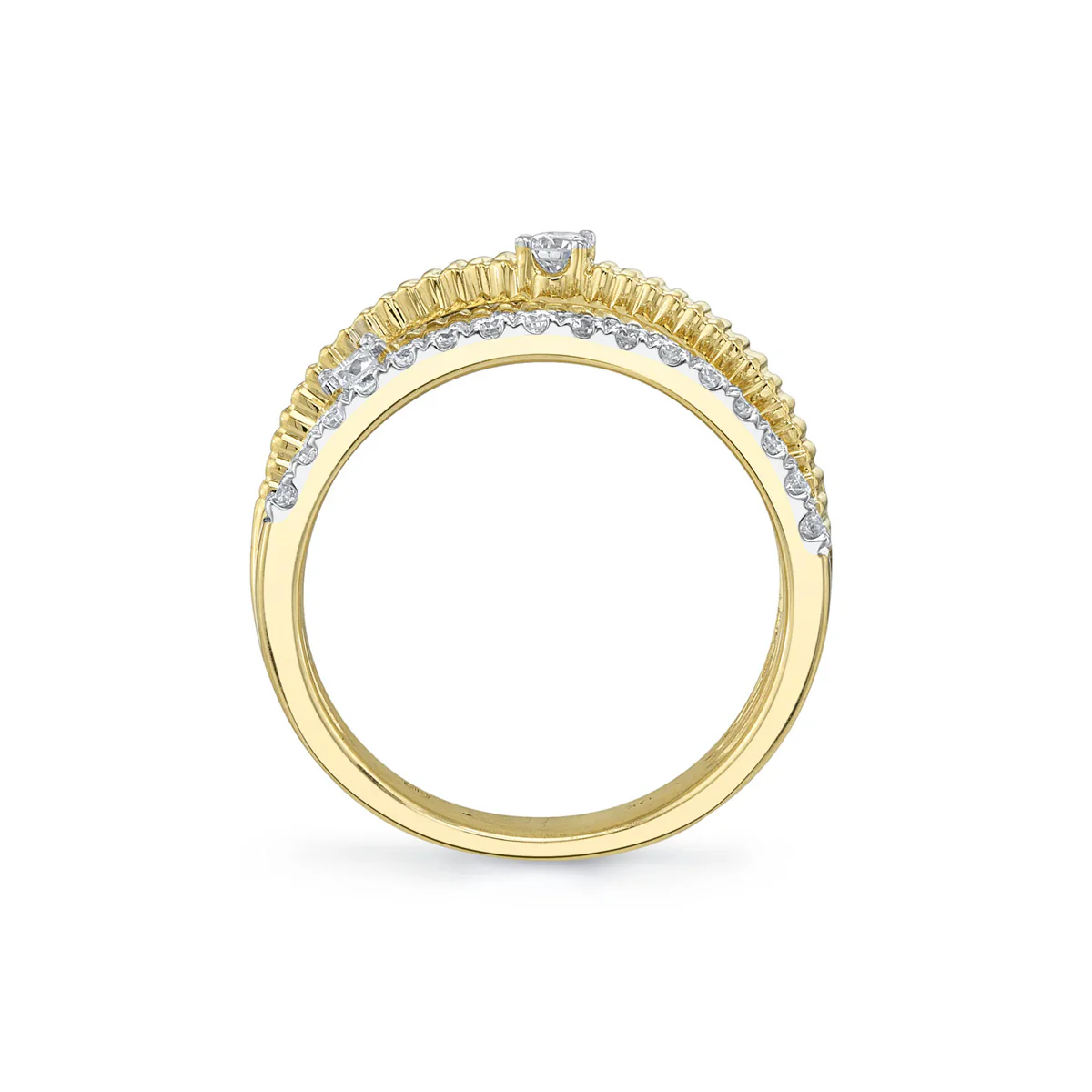 Shy Creation Kate Diamond Ribbed Bridge Ring - Image 4