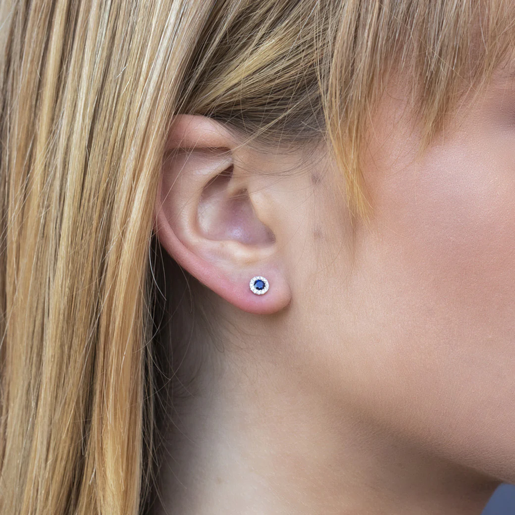 Shy Creation Eden Diamond & Blue Sapphire Stud Earrings SC55002752 - Image 3