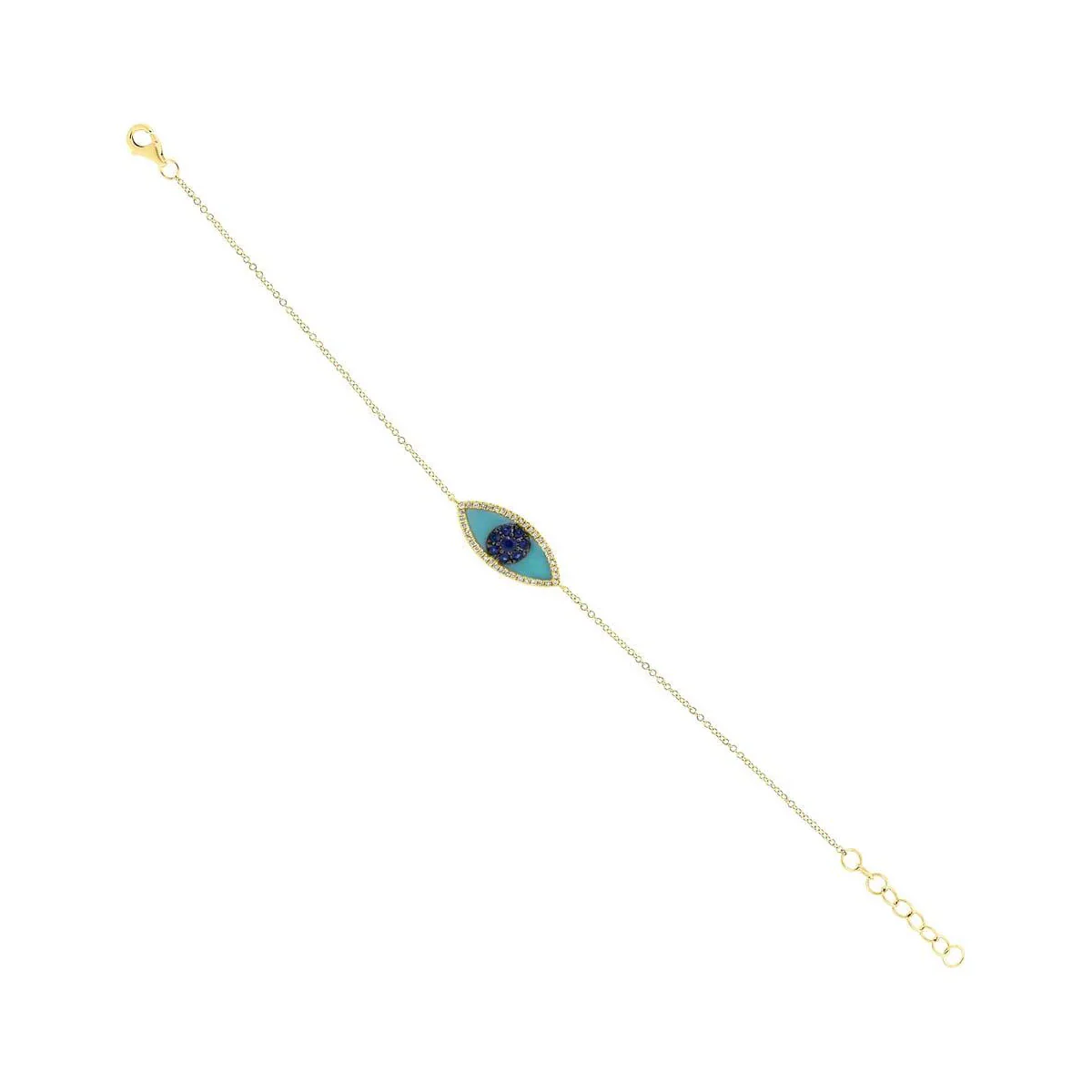 Shy Creation Kate Diamond Blue Sapphire And Composite Turquoise Eye Bracelet - Image 2