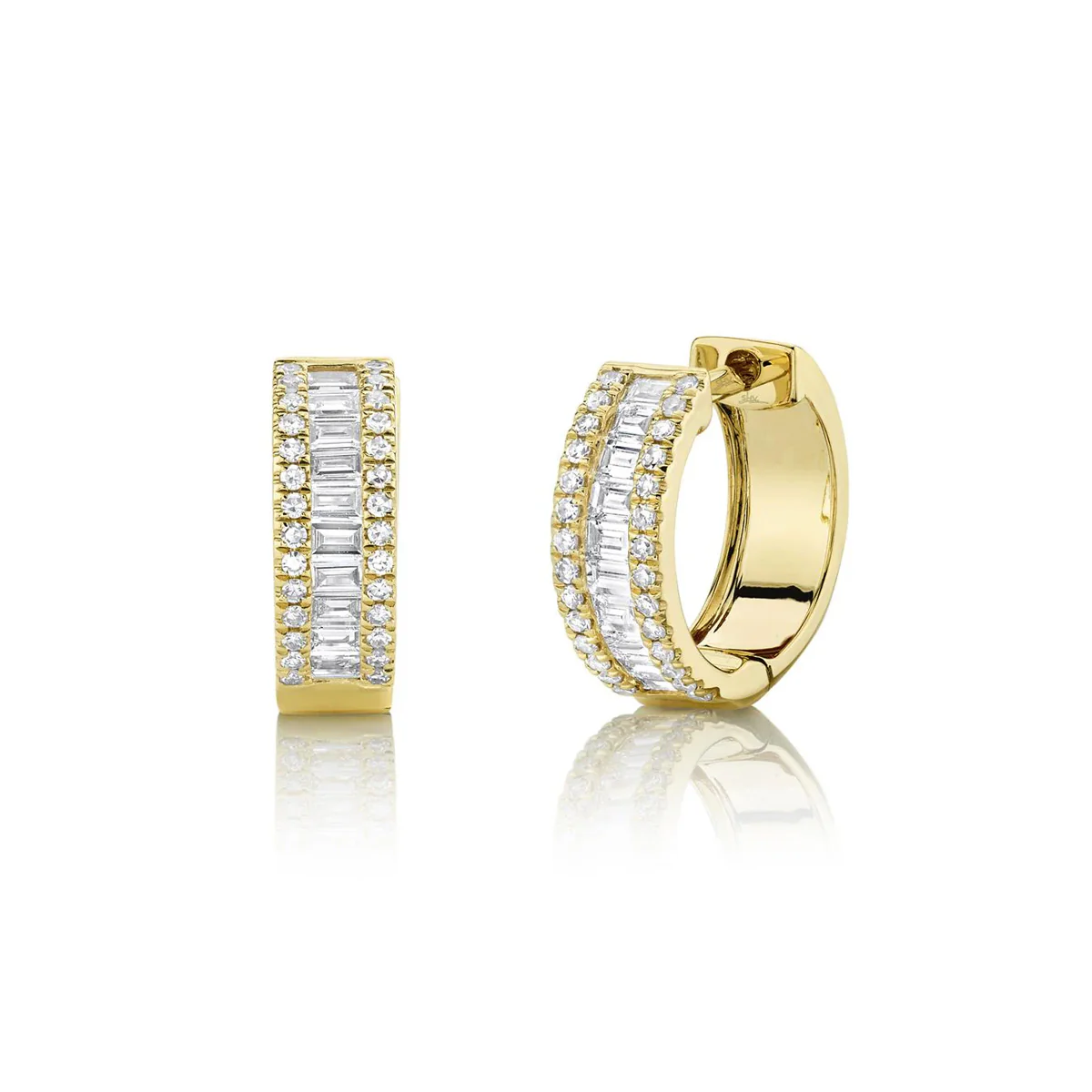 Shy Creation Kate Diamond Baguette Huggie Earrings