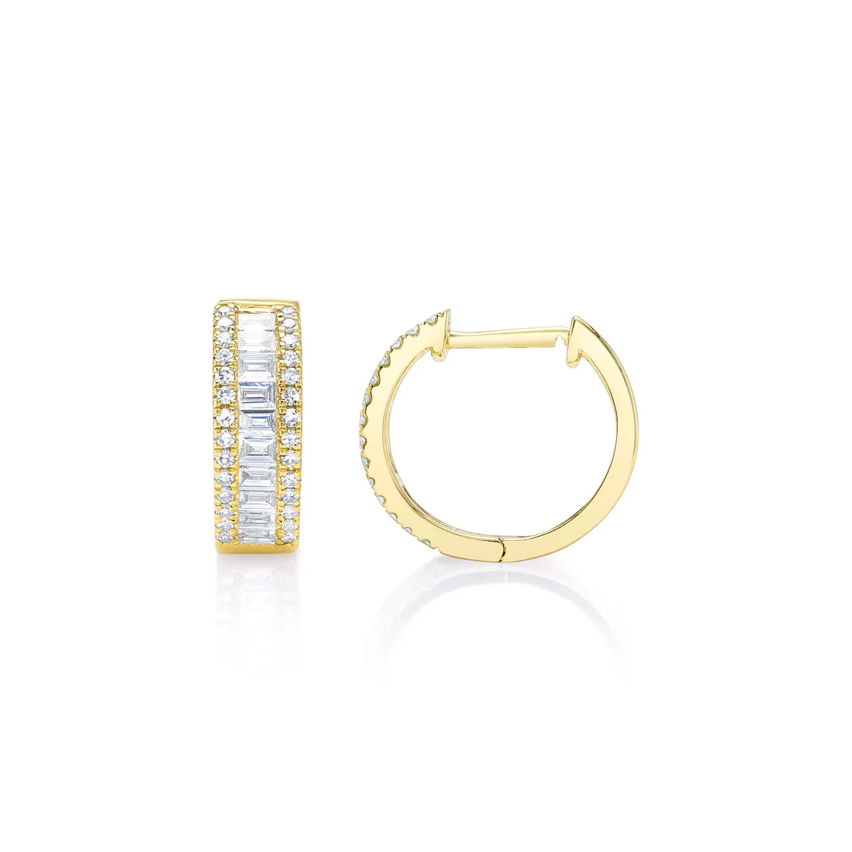 Shy Creation Kate Diamond Baguette Huggie Earrings - Image 2