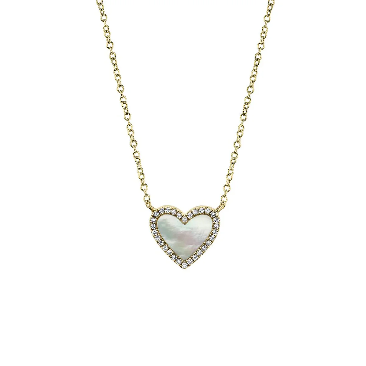 Shy Creation Kate Diamond Mother Of Pearl Heart Necklace