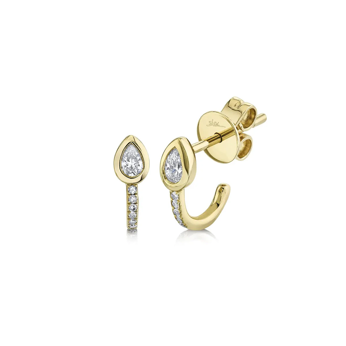 Shy Creation Bailey Diamond Pear Bezel Earrings