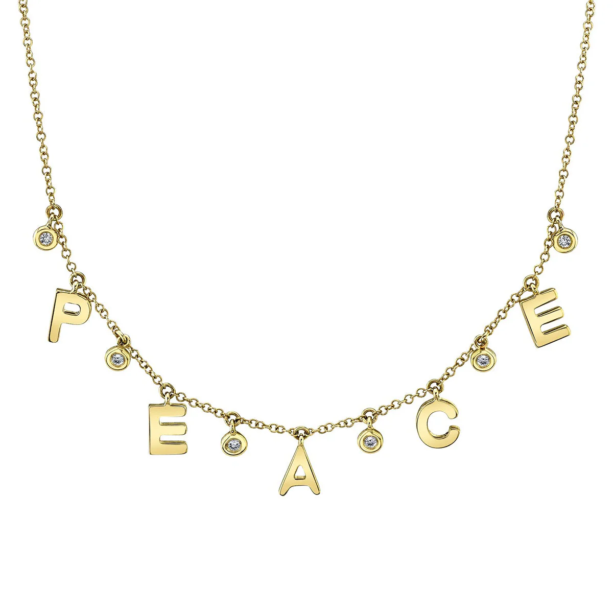 Shy Creation Kate Diamond "PEACE" Necklace