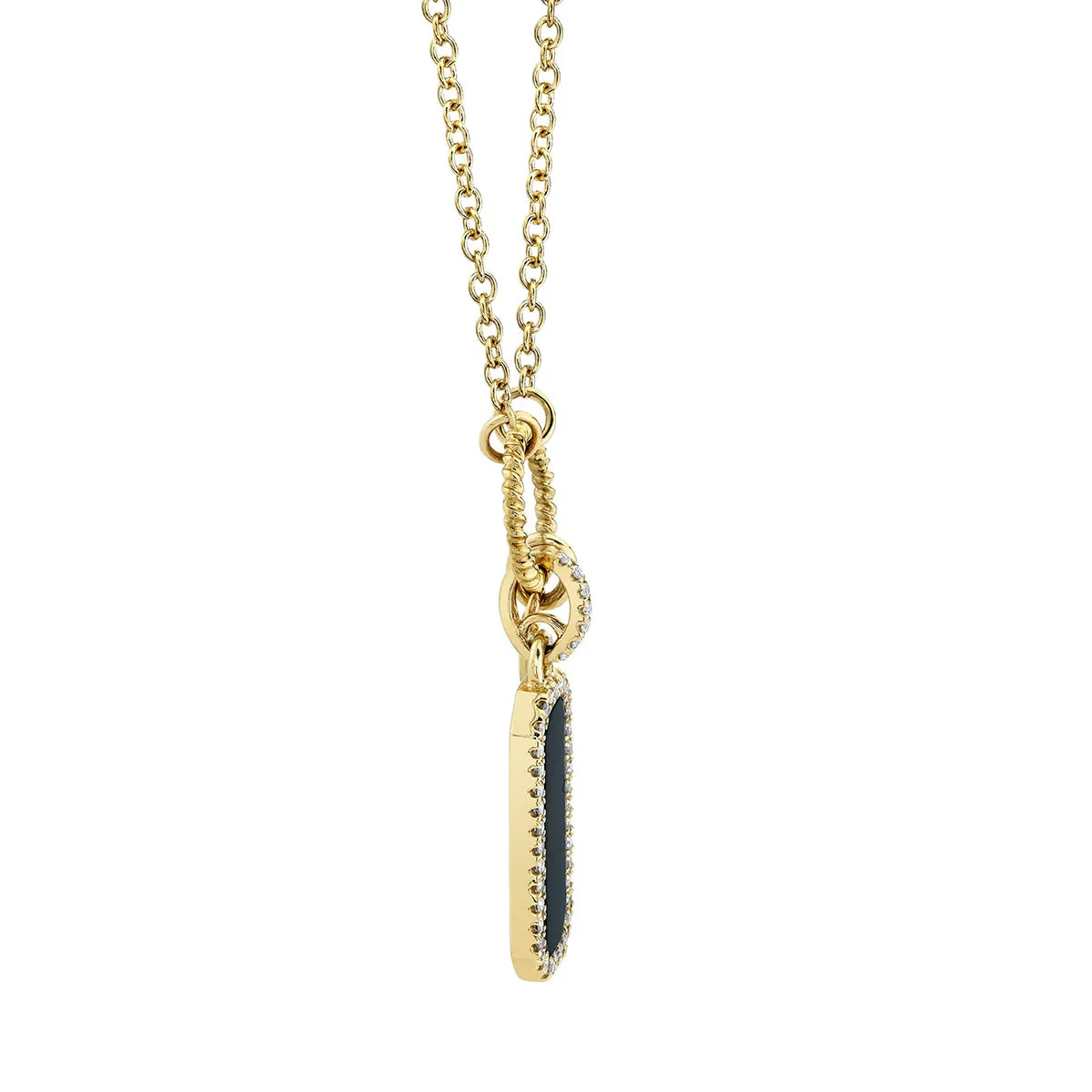 Shy Creation Diamond Black Onyx Dog Tag Pendant Necklace - Image 2