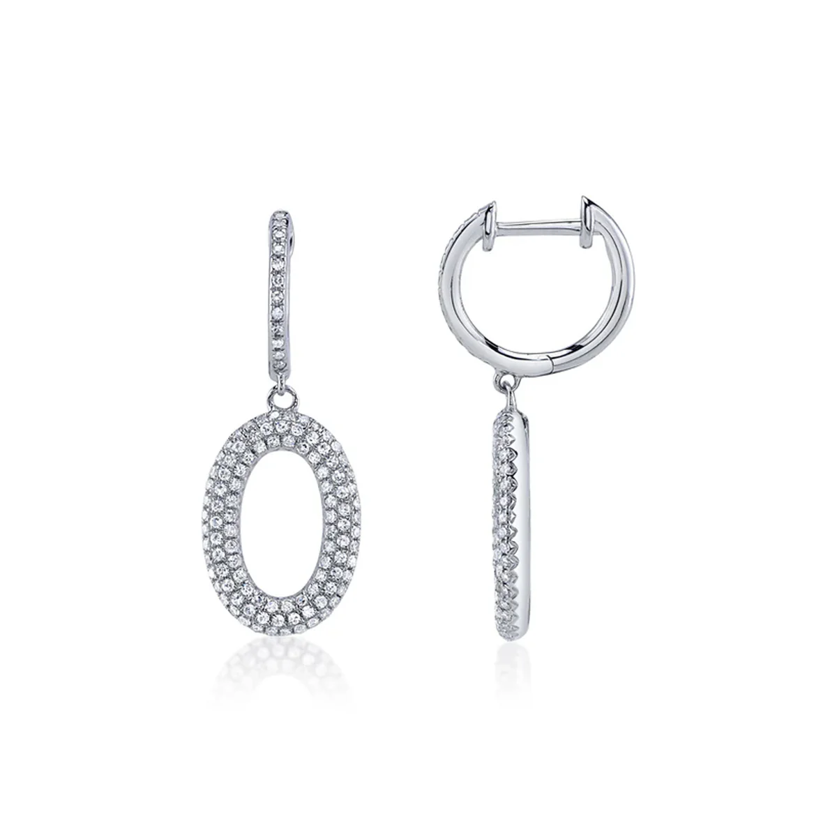 Shy Creation Kate Diamond Pave Oval Earrings - Image 2