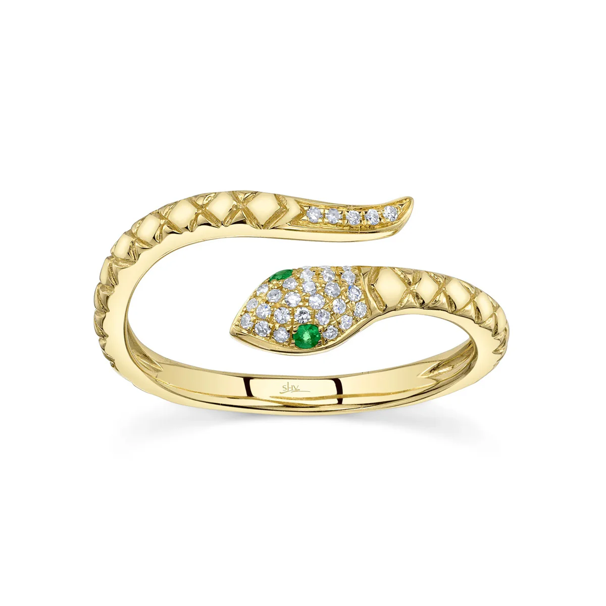 Shy Creation Kate Diamond Green Garnet Snake Ring - Image 2