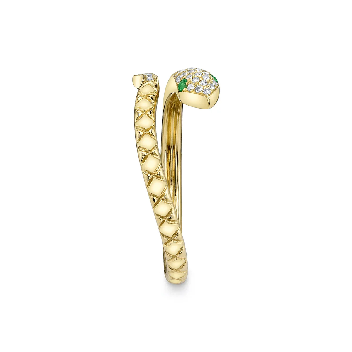 Shy Creation Kate Diamond Green Garnet Snake Ring - Image 3