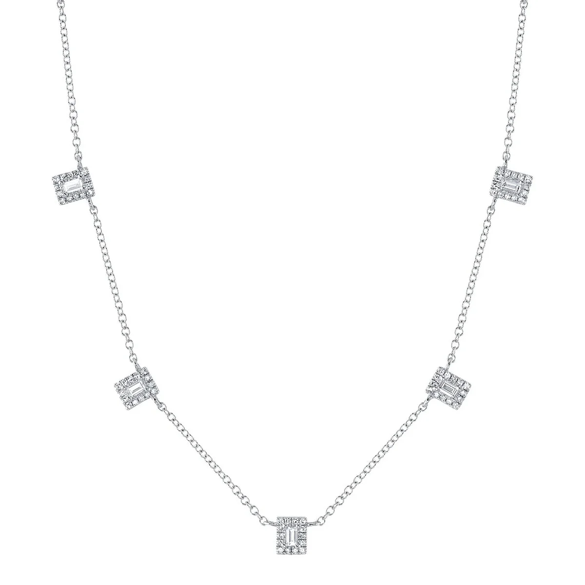 Shy Creation Diamond Baguette Necklace
