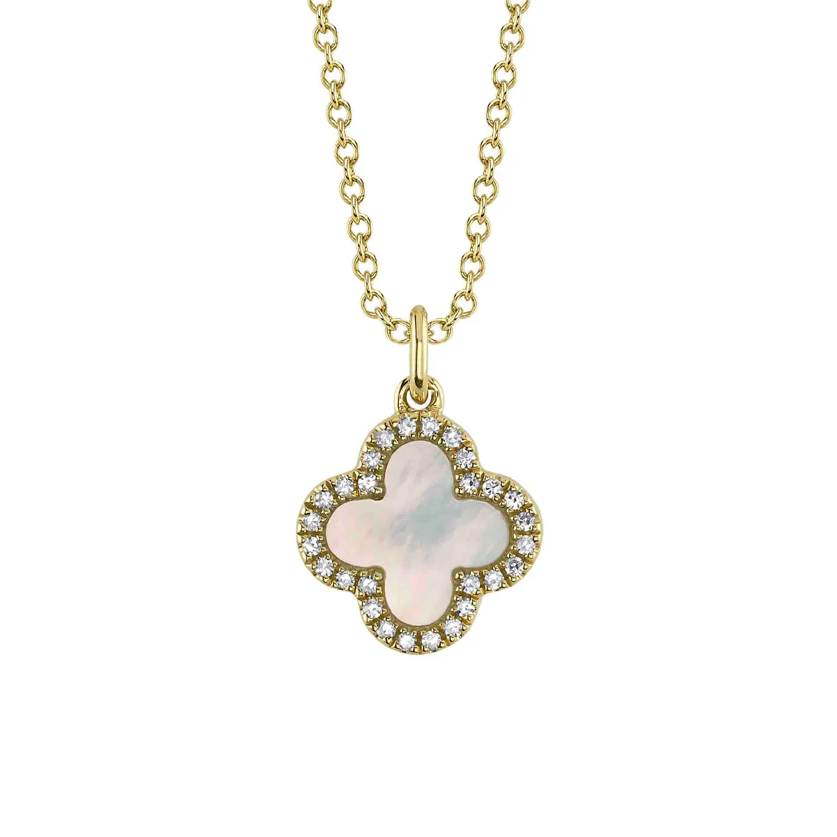 Shy Creation Kate Diamond Black Onyx And Mother Of Pearl Clover Necklace - Image 2