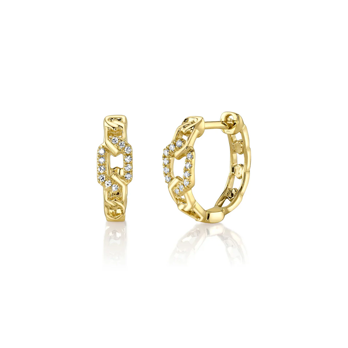 Shy Creation Kate Diamond Link Huggie Earrings